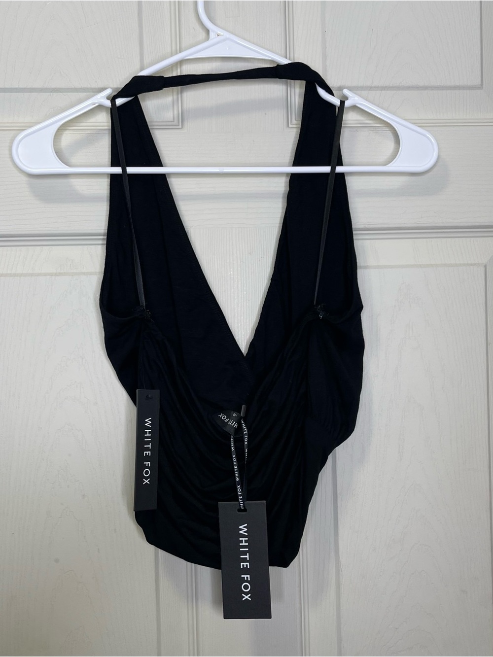 White Fox Show Stopping Cinched Waist Halter Top Black Sz XS - Picture 2 of 4